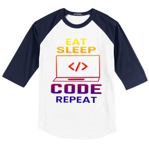 Eat Sleep Code Repeat Programmer Software Developer Coder Great Gift Baseball Sleeve Shirt