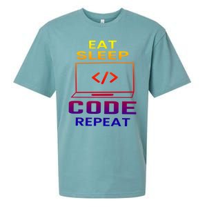 Eat Sleep Code Repeat Programmer Software Developer Coder Great Gift Sueded Cloud Jersey T-Shirt