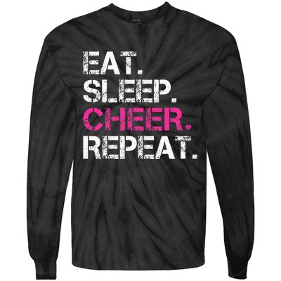 Eat Sleep Cheer Repeat Cheerleading Cheerleader Gifts Tie-Dye Long Sleeve Shirt