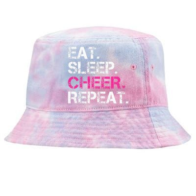 Eat Sleep Cheer Repeat Cheerleading Cheerleader Gifts Tie-Dyed Bucket Hat