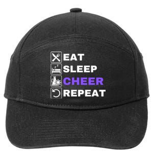 Eat Sleep Cheer Repeat, Funny Cheerleader, Cheerleading 7-Panel Snapback Hat