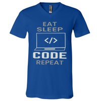 Eat Sleep Code Repeat Programmer Software Developer Coder Gift V-Neck T-Shirt