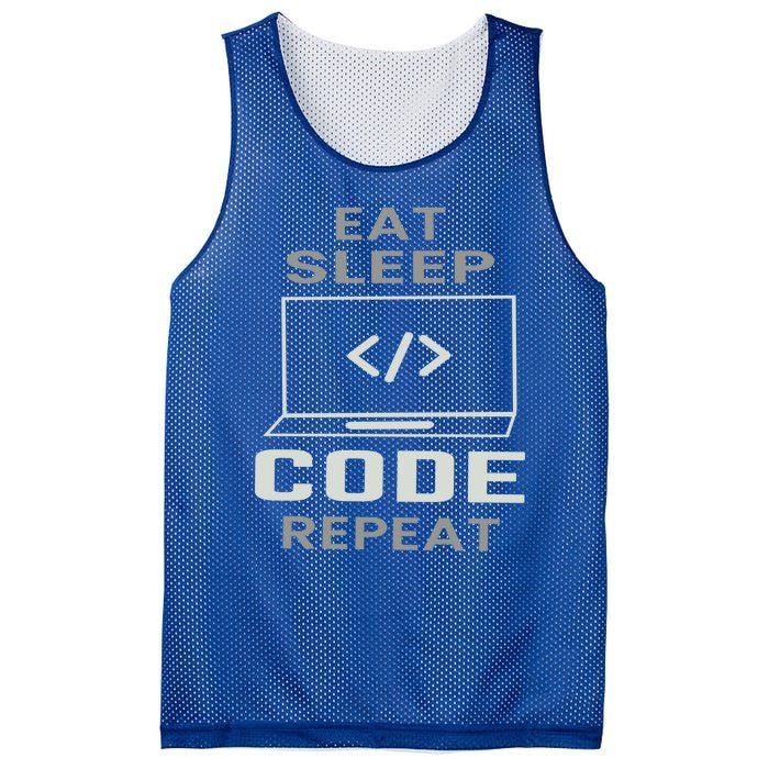 Eat Sleep Code Repeat Programmer Software Developer Coder Gift Mesh Reversible Basketball Jersey Tank