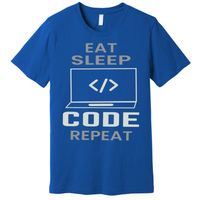 Eat Sleep Code Repeat Programmer Software Developer Coder Gift Premium T-Shirt