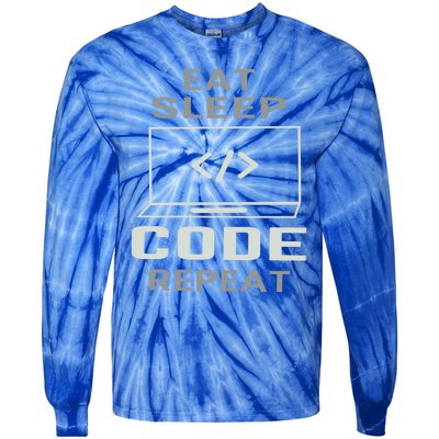 Eat Sleep Code Repeat Programmer Software Developer Coder Gift Tie-Dye Long Sleeve Shirt