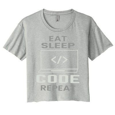 Eat Sleep Code Repeat Programmer Software Developer Coder Gift Women's Crop Top Tee