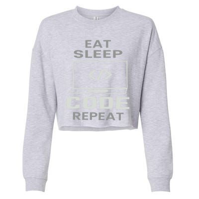 Eat Sleep Code Repeat Programmer Software Developer Coder Gift Cropped Pullover Crew