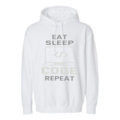 Eat Sleep Code Repeat Programmer Software Developer Coder Gift Garment-Dyed Fleece Hoodie