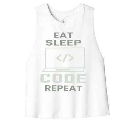 Eat Sleep Code Repeat Programmer Software Developer Coder Gift Women's Racerback Cropped Tank