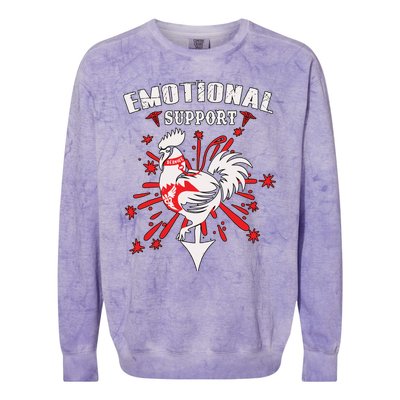 Emotional Support Chicken Emotional Support Cock Colorblast Crewneck Sweatshirt