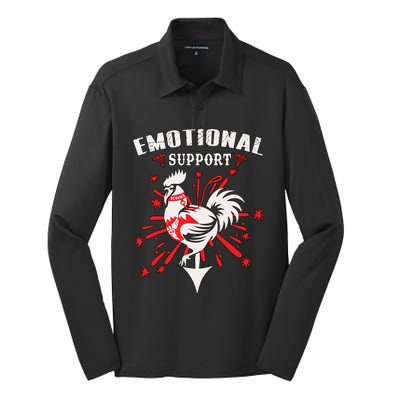 Emotional Support Chicken Emotional Support Cock Silk Touch Performance Long Sleeve Polo