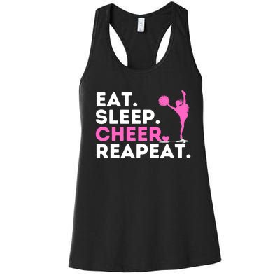 Eat Sleep Cheer Repeat Meaningful Gift Cheerleader Cheerleading Cheering Gift Women's Racerback Tank