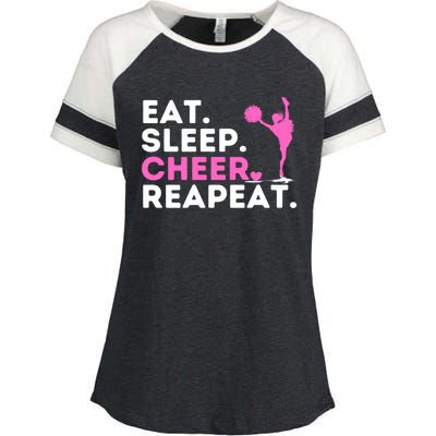 Eat Sleep Cheer Repeat Meaningful Gift Cheerleader Cheerleading Cheering Gift Enza Ladies Jersey Colorblock Tee