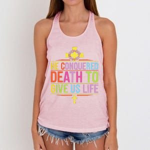 Easter Sunday Christian Believer Religious Jesus Christ Women's Knotted Racerback Tank