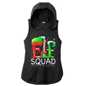 Elf Squad Christmas Family Matching Pajamas Elf Ladies PosiCharge Tri-Blend Wicking Draft Hoodie Tank