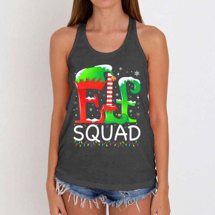 Elf Squad Christmas Family Matching Pajamas Elf Women's Knotted Racerback Tank