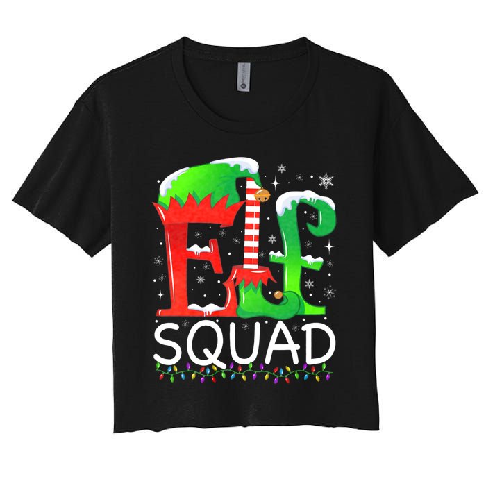 Elf Squad Christmas Family Matching Pajamas Elf Women's Crop Top Tee