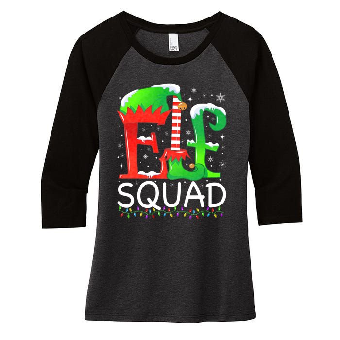 Elf Squad Christmas Family Matching Pajamas Elf Women's Tri-Blend 3/4-Sleeve Raglan Shirt