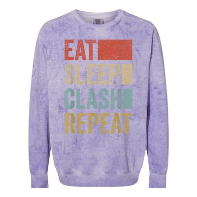 Eat Sleep Clash Repeat Vintage Gaming Clan Retro Clash Colorblast Crewneck Sweatshirt