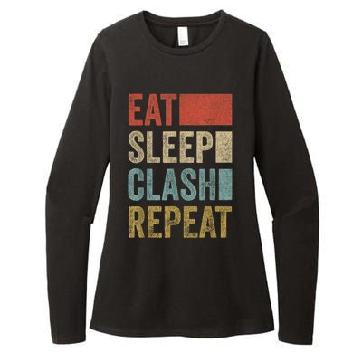 Eat Sleep Clash Repeat Vintage Gaming Clan Retro Clash Womens CVC Long Sleeve Shirt