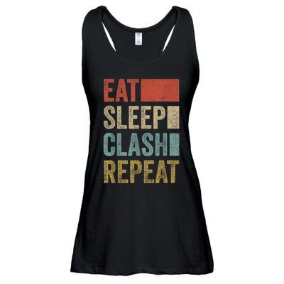 Eat Sleep Clash Repeat Vintage Gaming Clan Retro Clash Ladies Essential Flowy Tank