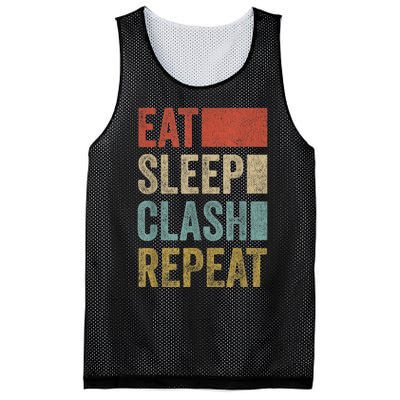 Eat Sleep Clash Repeat Vintage Gaming Clan Retro Clash Mesh Reversible Basketball Jersey Tank