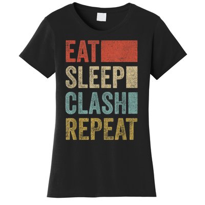 Eat Sleep Clash Repeat Vintage Gaming Clan Retro Clash Women's T-Shirt