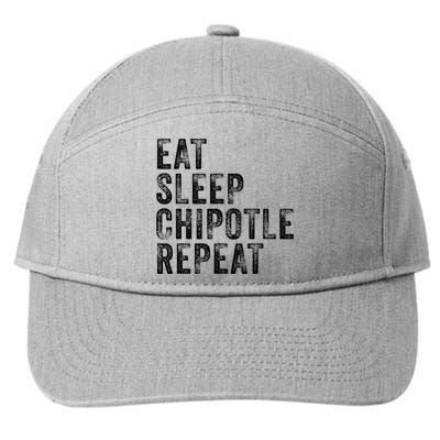 Eat Sleep Chipotle Repeat Funny Chipotle Vintage Distressed 7-Panel Snapback Hat