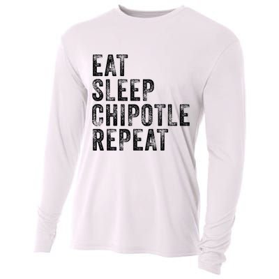 Eat Sleep Chipotle Repeat Funny Chipotle Vintage Distressed Cooling Performance Long Sleeve Crew