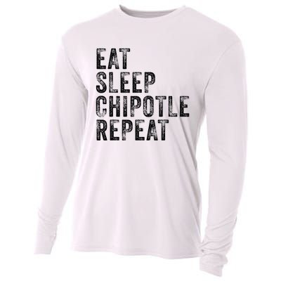 Eat Sleep Chipotle Repeat Funny Chipotle Vintage Distressed Cooling Performance Long Sleeve Crew