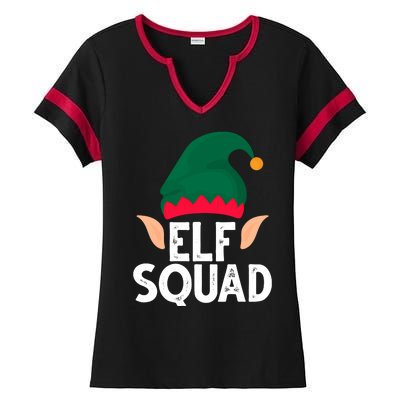 Elf Squad Christmas Holiday Cute Ladies Halftime Notch Neck Tee