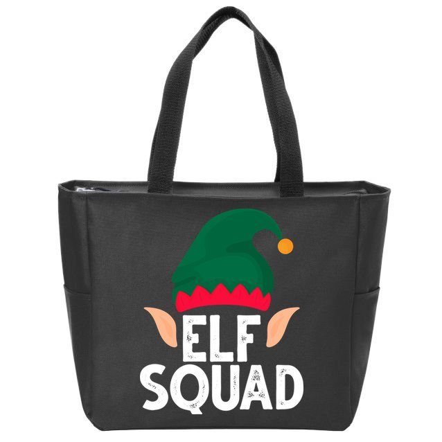 Elf Squad Christmas Holiday Cute Zip Tote Bag