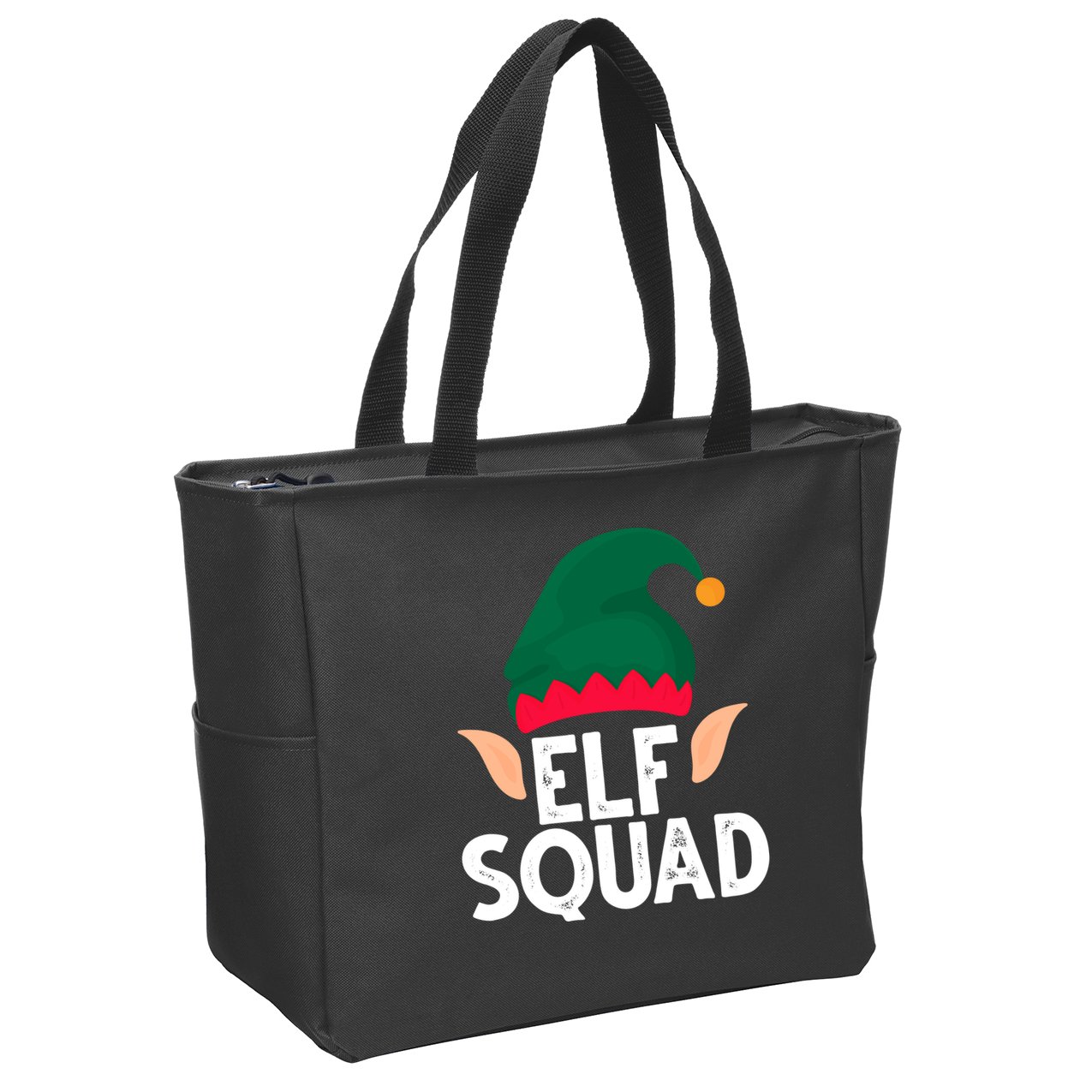 Elf Squad Christmas Holiday Cute Zip Tote Bag