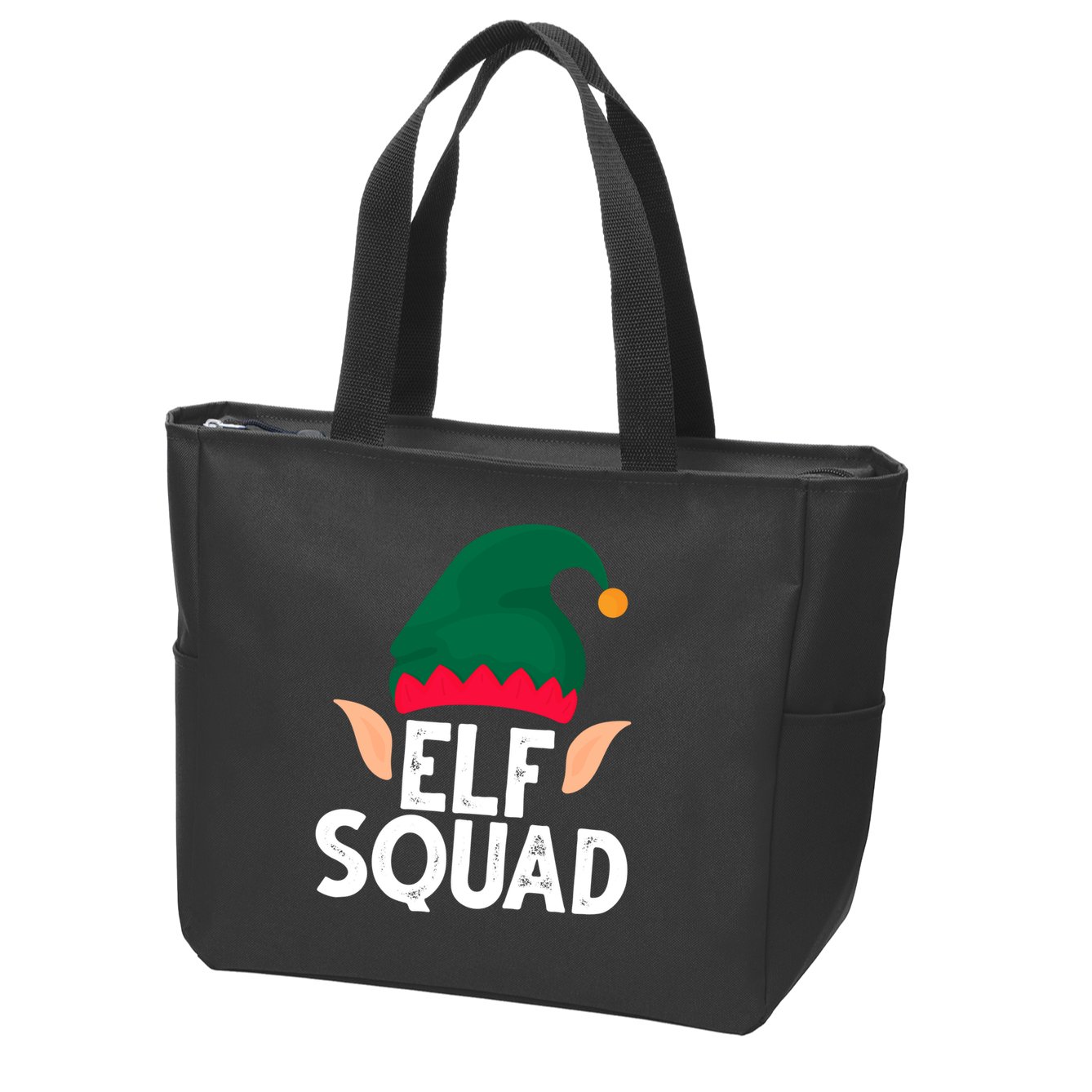 Elf Squad Christmas Holiday Cute Zip Tote Bag