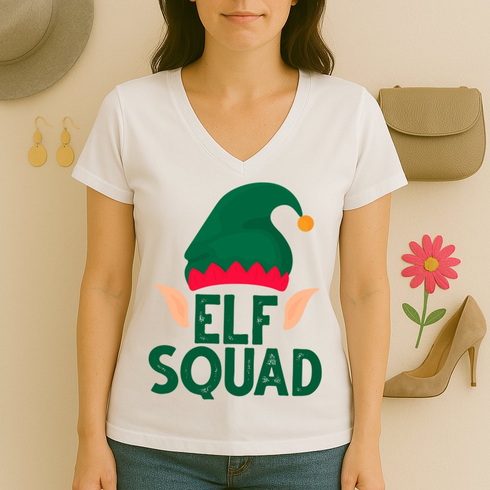 Elf Squad Christmas Holiday Cute Women's V-Neck T-Shirt