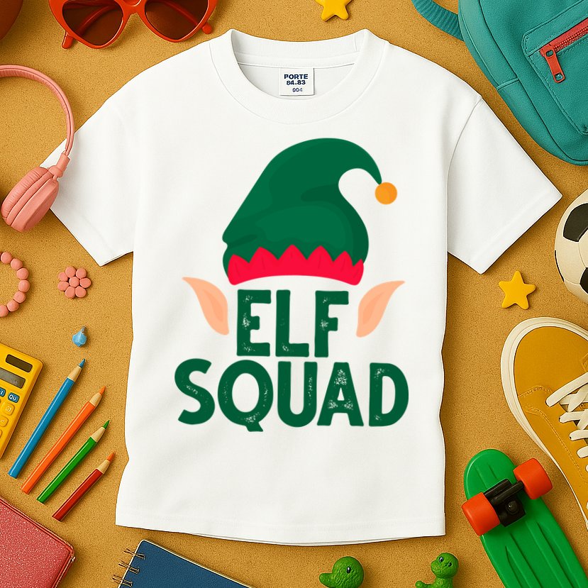 Elf Squad Christmas Holiday Cute Kids T-Shirt