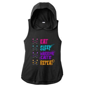 Eat Sleep Cat Warrior Repeat Cat Warrior Love Cats Ladies PosiCharge Tri-Blend Wicking Draft Hoodie Tank