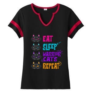 Eat Sleep Cat Warrior Repeat Cat Warrior Love Cats Ladies Halftime Notch Neck Tee