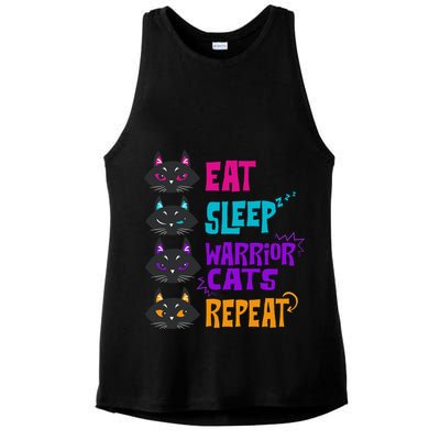 Eat Sleep Cat Warrior Repeat Cat Warrior Love Cats Ladies PosiCharge Tri-Blend Wicking Tank