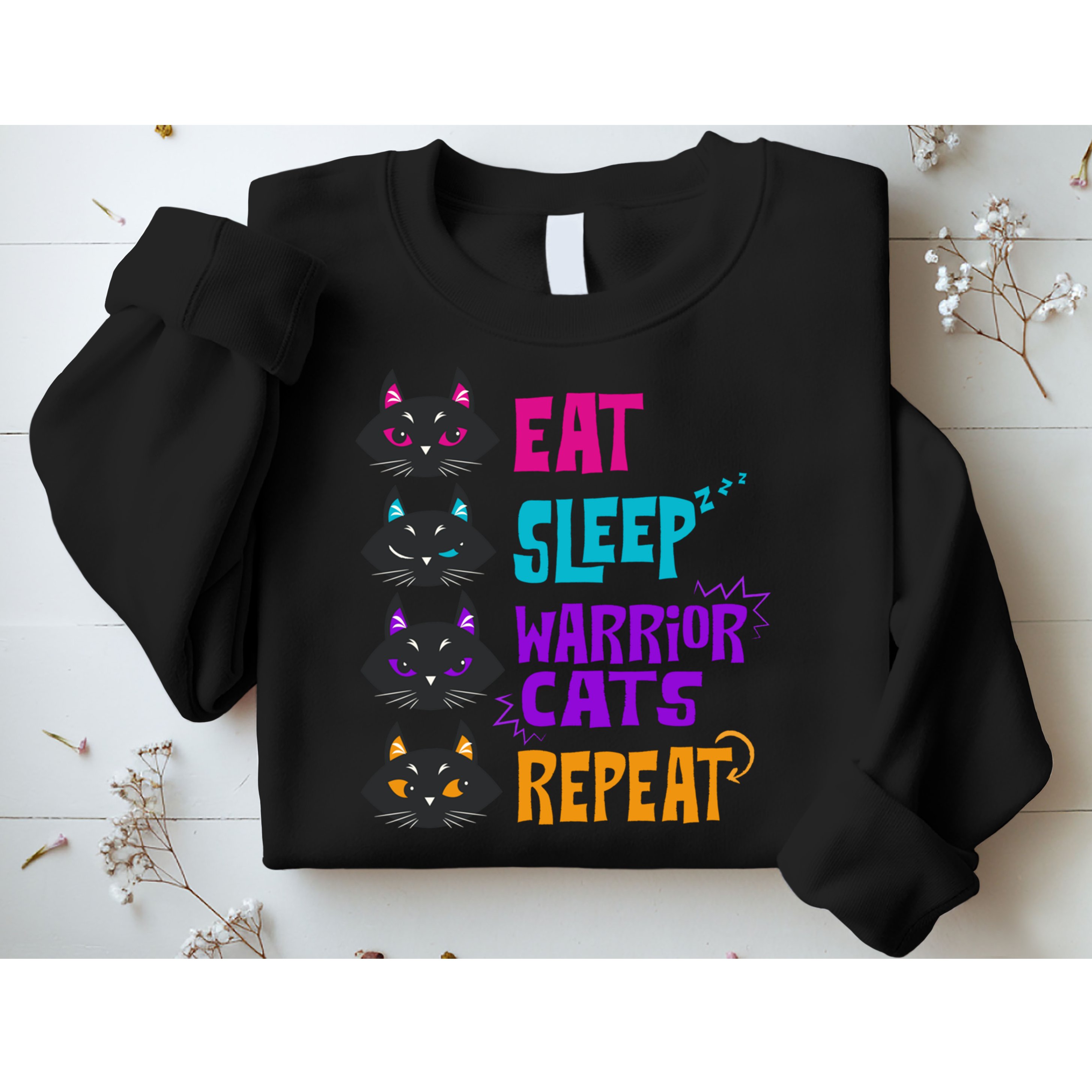 Eat Sleep Cat Warrior Repeat Cat Warrior Love Cats Sweatshirt