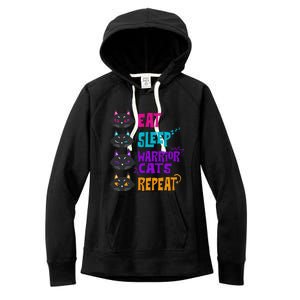 Eat Sleep Cat Warrior Repeat Cat Warrior Love Cats Women's Fleece Hoodie