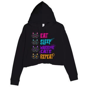 Eat Sleep Cat Warrior Repeat Cat Warrior Love Cats Crop Fleece Hoodie