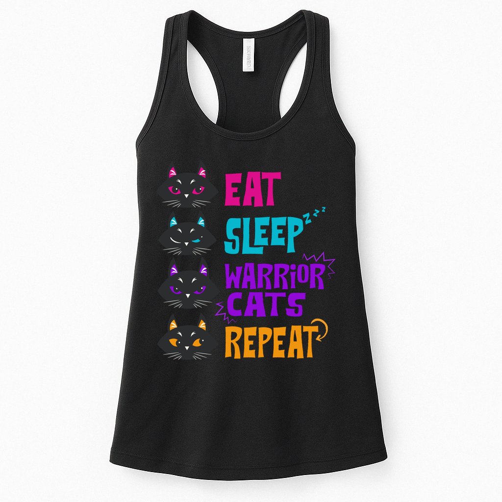 Eat Sleep Cat Warrior Repeat Cat Warrior Love Cats Womens Tank Top
