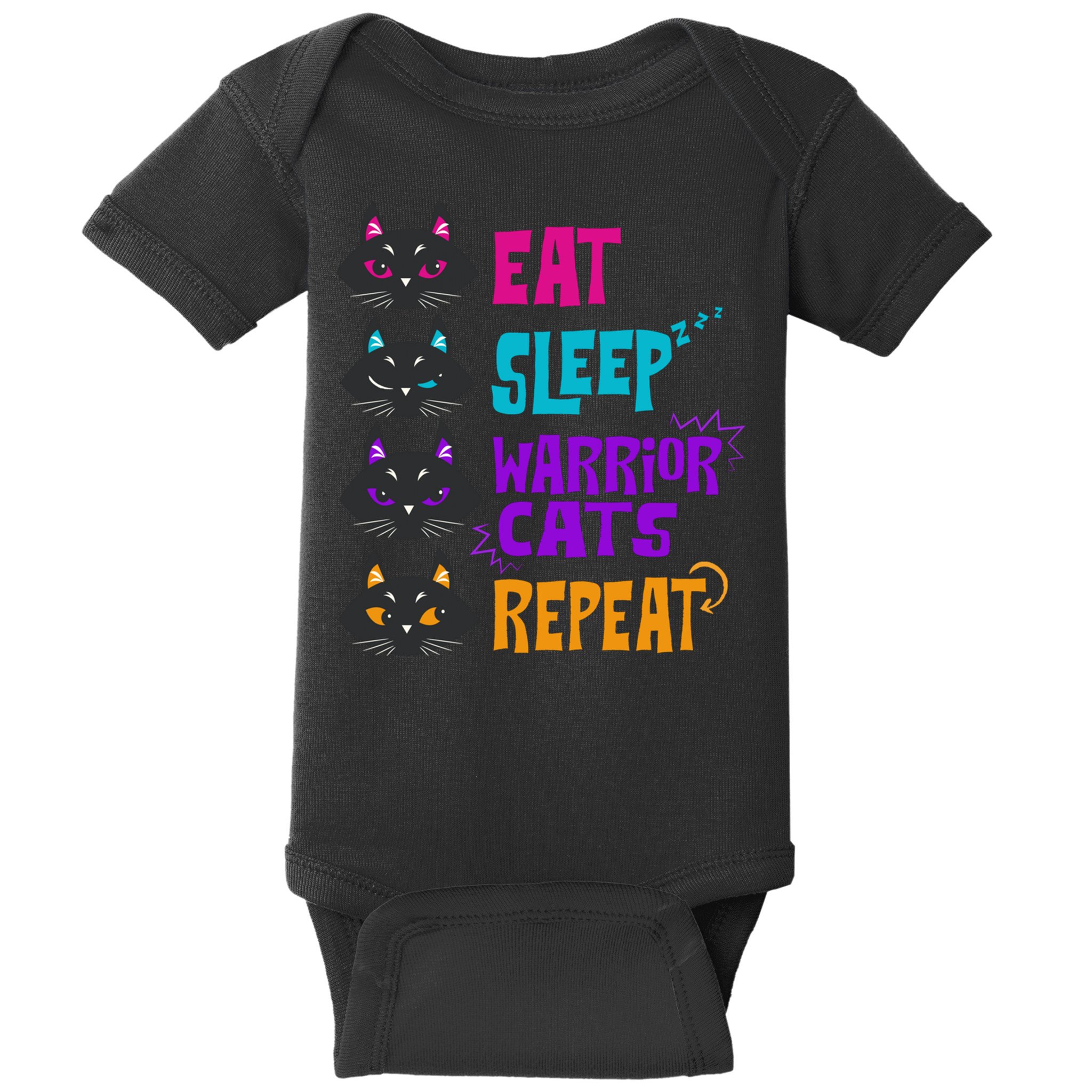 Eat Sleep Cat Warrior Repeat Cat Warrior Love Cats Baby Bodysuit