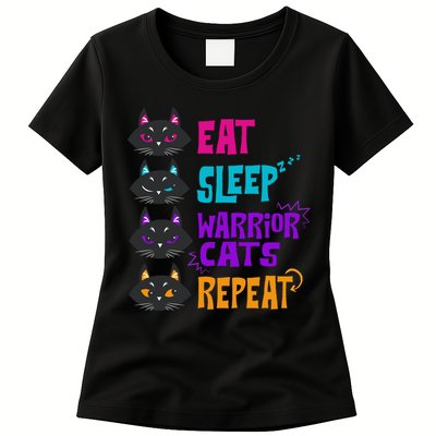 Eat Sleep Cat Warrior Repeat Cat Warrior Love Cats Womens T-Shirt