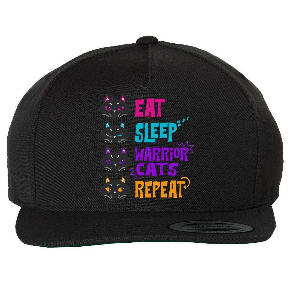 Eat Sleep Cat Warrior Repeat Cat Warrior Love Cats Wool Snapback Cap