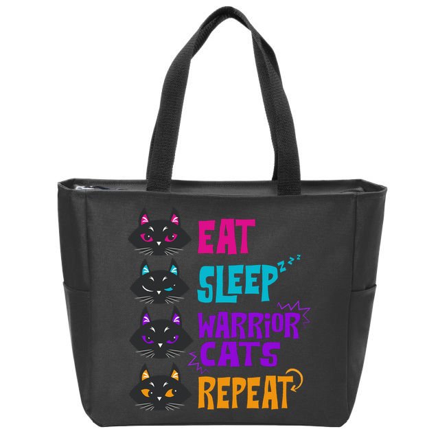 Eat Sleep Cat Warrior Repeat Cat Warrior Love Cats Zip Tote Bag