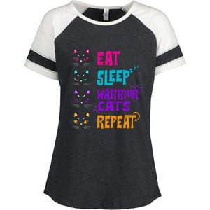 Eat Sleep Cat Warrior Repeat Cat Warrior Love Cats Enza Ladies Jersey Colorblock Tee