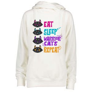 Eat Sleep Cat Warrior Repeat Cat Warrior Love Cats Womens Funnel Neck Pullover Hood