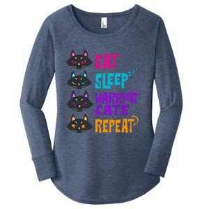 Eat Sleep Cat Warrior Repeat Cat Warrior Love Cats Women's Perfect Tri Tunic Long Sleeve Shirt